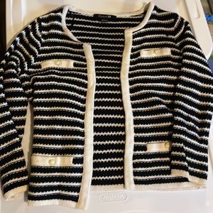 Black and white striped cardigan